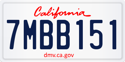CA license plate 7MBB151