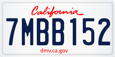 CA license plate 7MBB152