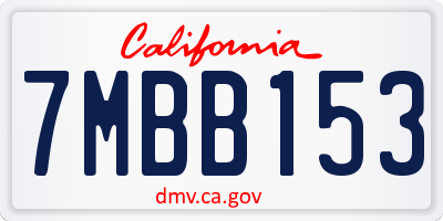 CA license plate 7MBB153