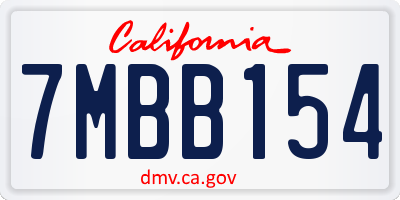 CA license plate 7MBB154