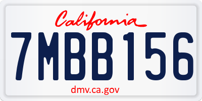 CA license plate 7MBB156