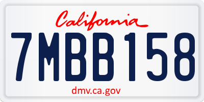 CA license plate 7MBB158