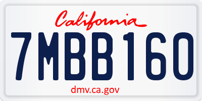 CA license plate 7MBB160