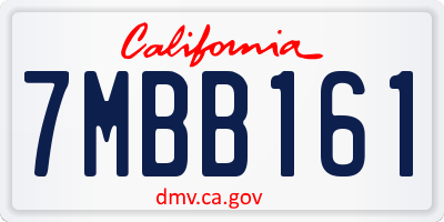CA license plate 7MBB161