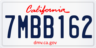 CA license plate 7MBB162
