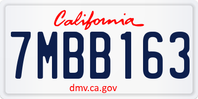 CA license plate 7MBB163