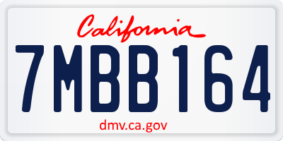 CA license plate 7MBB164