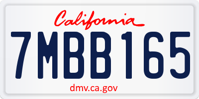 CA license plate 7MBB165