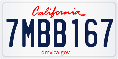 CA license plate 7MBB167