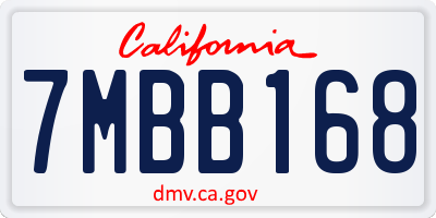 CA license plate 7MBB168