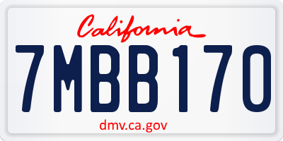 CA license plate 7MBB170