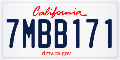 CA license plate 7MBB171