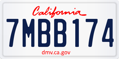 CA license plate 7MBB174