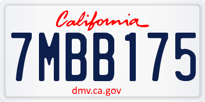 CA license plate 7MBB175