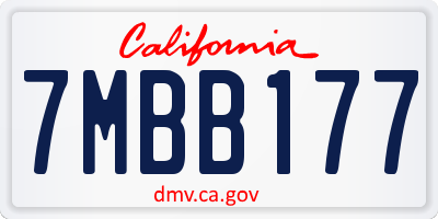 CA license plate 7MBB177