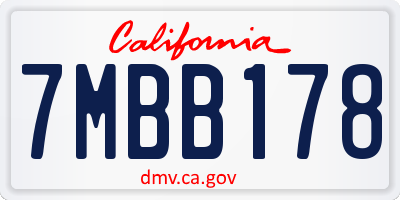 CA license plate 7MBB178