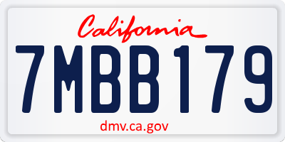 CA license plate 7MBB179