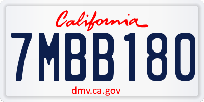 CA license plate 7MBB180