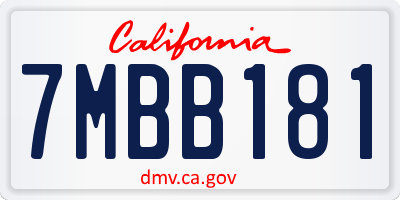 CA license plate 7MBB181