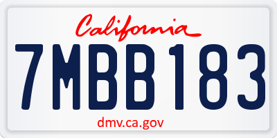 CA license plate 7MBB183
