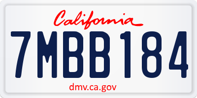 CA license plate 7MBB184