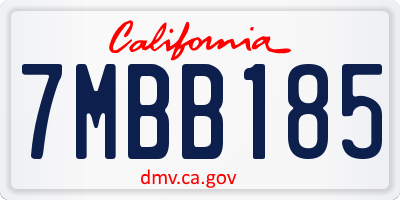 CA license plate 7MBB185