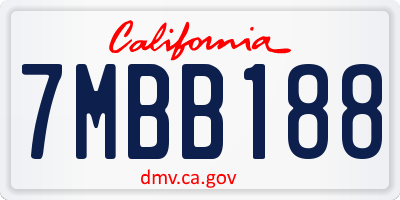 CA license plate 7MBB188