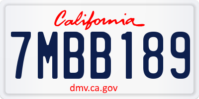 CA license plate 7MBB189