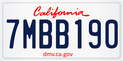 CA license plate 7MBB190