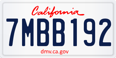 CA license plate 7MBB192