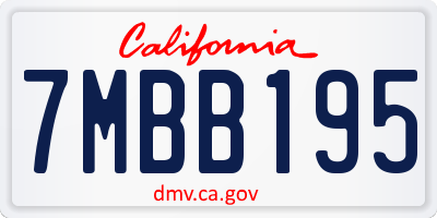 CA license plate 7MBB195