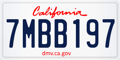 CA license plate 7MBB197