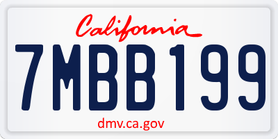 CA license plate 7MBB199