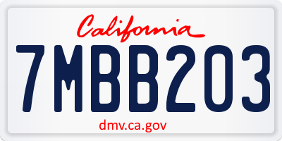 CA license plate 7MBB203