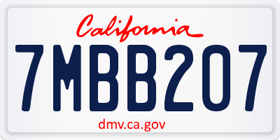 CA license plate 7MBB207