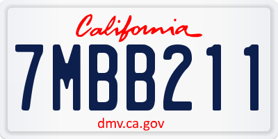 CA license plate 7MBB211