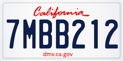 CA license plate 7MBB212