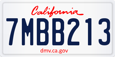 CA license plate 7MBB213