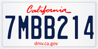 CA license plate 7MBB214