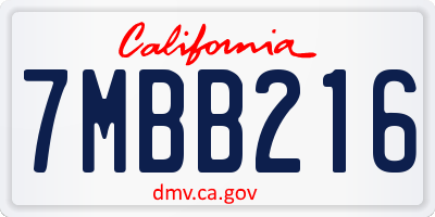 CA license plate 7MBB216