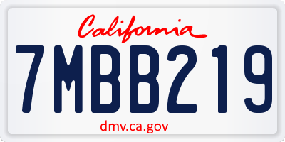 CA license plate 7MBB219