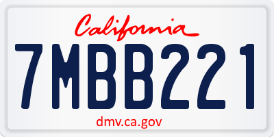 CA license plate 7MBB221