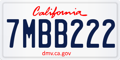 CA license plate 7MBB222