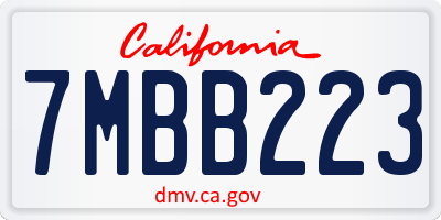 CA license plate 7MBB223