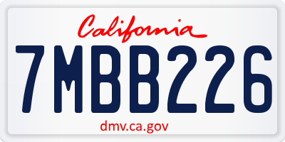 CA license plate 7MBB226