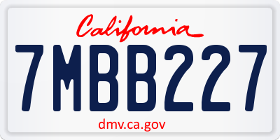 CA license plate 7MBB227