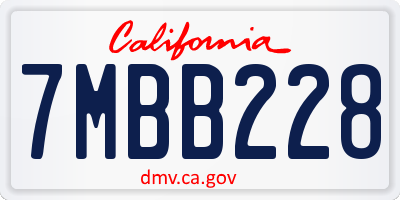 CA license plate 7MBB228