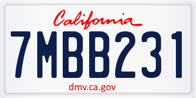 CA license plate 7MBB231