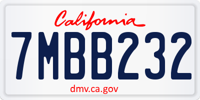 CA license plate 7MBB232