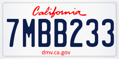 CA license plate 7MBB233